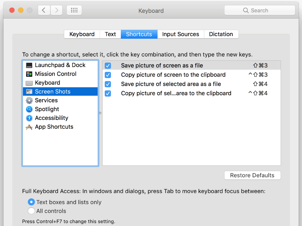 View your OSX keyboard shortcuts for taking screenshots in your Preferences -><p id=